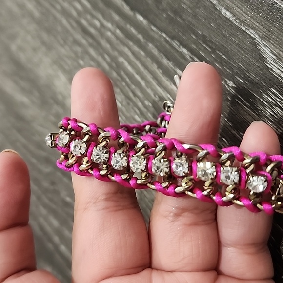 Vintage Y2K Fun Chunky Crystal Braided Rope Friendship Bracelet - Picture 2 of 5
